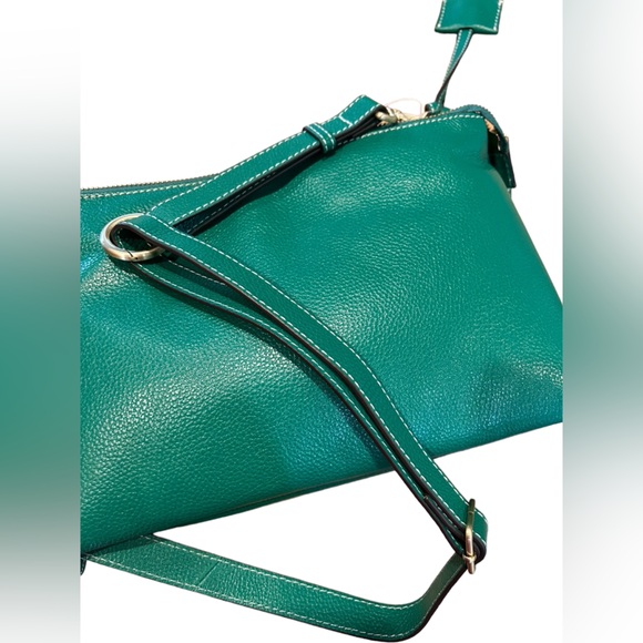 NWOT J Jill Do-It-All Crossbody Green Pebble Leather Purse - Picture 4 of 8